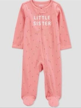 Carter's Pink Floral “Little Sister” Zip Sleeper - Size 6 Month